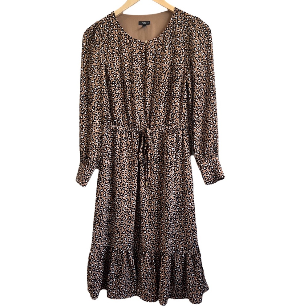 Talbots Soft Leopard Print Fit & Flare Dress Size… - image 1